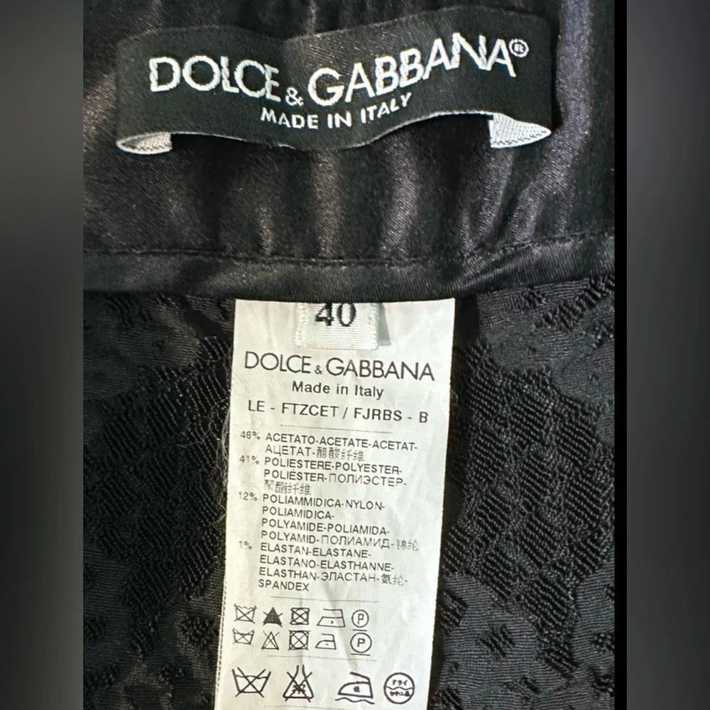 Dolce & Gabbana Jacquard Textured High-Waist Floral Embroidery Black Glam‎ 40/8 - Picture 7 of 10